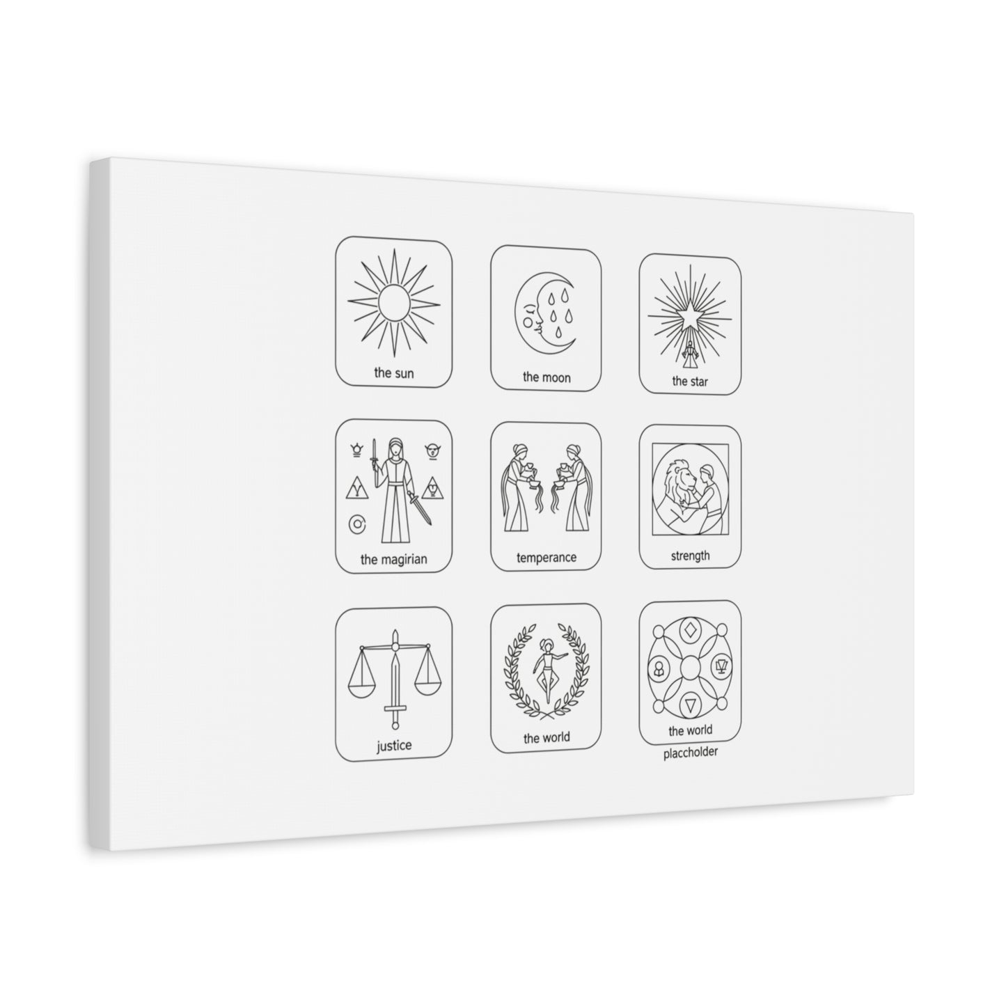 Minimal Tarot Icon Grid Canvas | Monochrome Icon Set, System Design