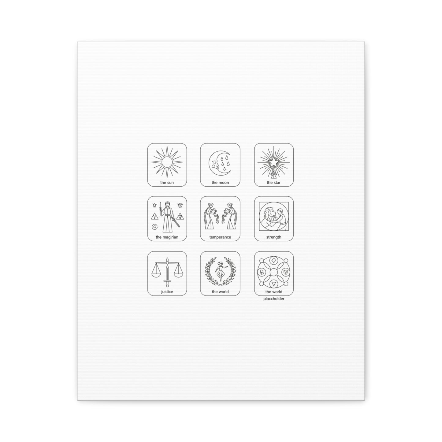 Minimal Tarot Icon Grid Canvas | Monochrome Icon Set, System Design