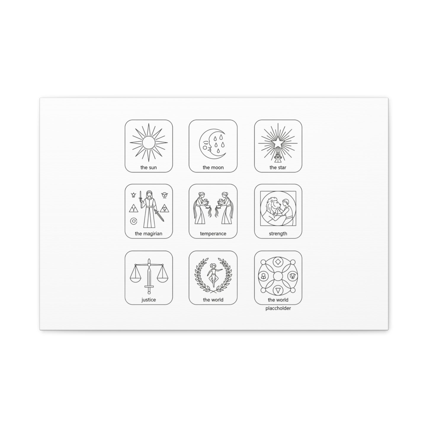 Minimal Tarot Icon Grid Canvas | Monochrome Icon Set, System Design