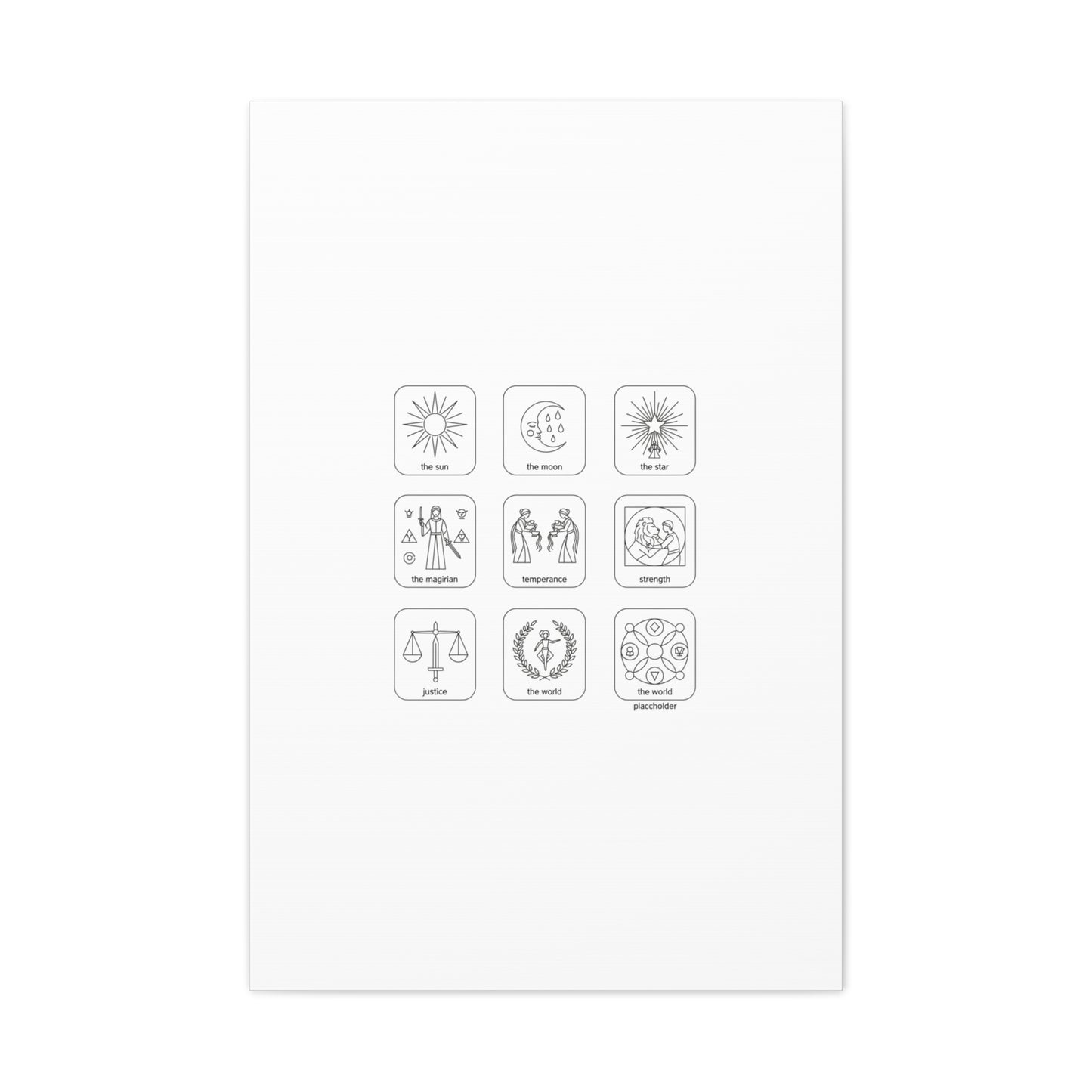 Minimal Tarot Icon Grid Canvas | Monochrome Icon Set, System Design