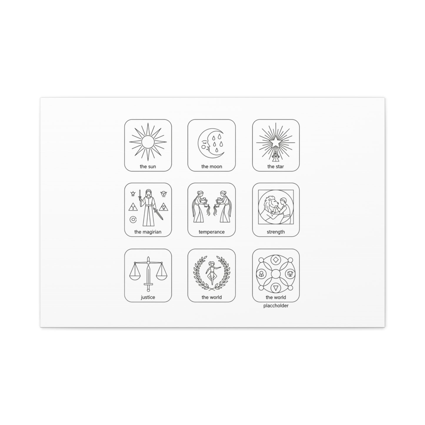 Minimal Tarot Icon Grid Canvas | Monochrome Icon Set, System Design