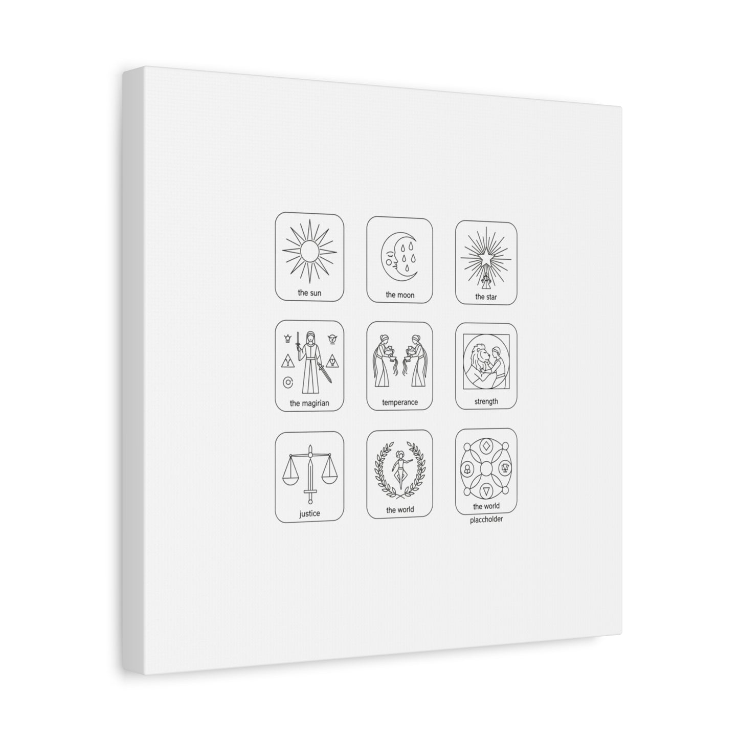 Minimal Tarot Icon Grid Canvas | Monochrome Icon Set, System Design