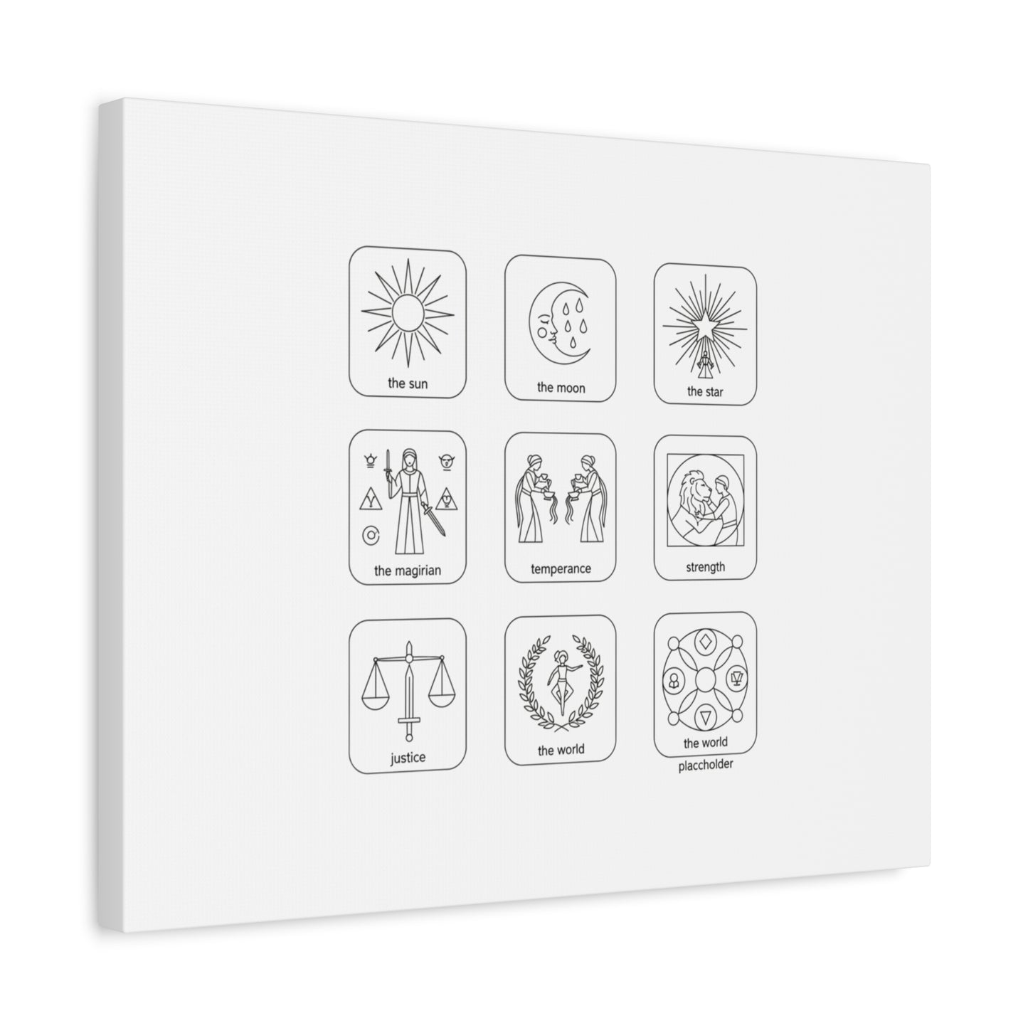 Minimal Tarot Icon Grid Canvas | Monochrome Icon Set, System Design