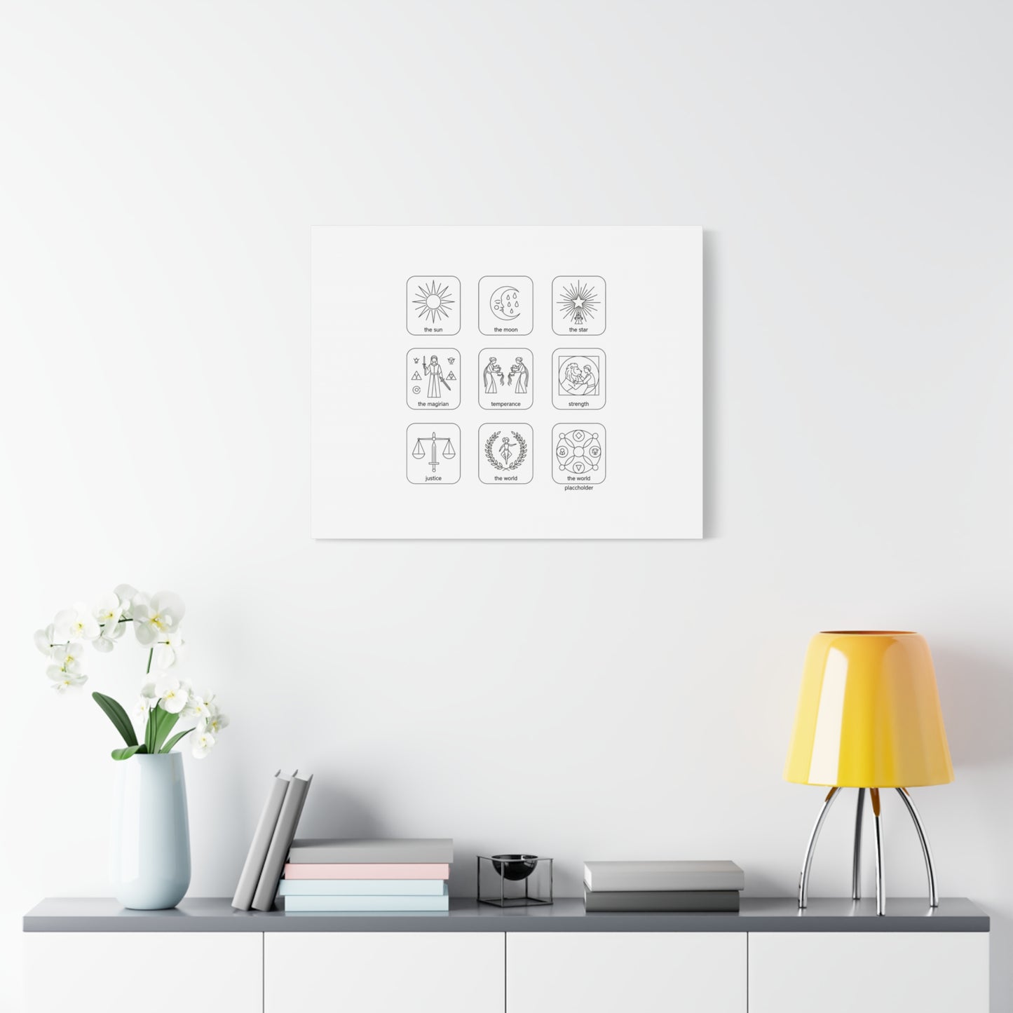 Minimal Tarot Icon Grid Canvas | Monochrome Icon Set, System Design
