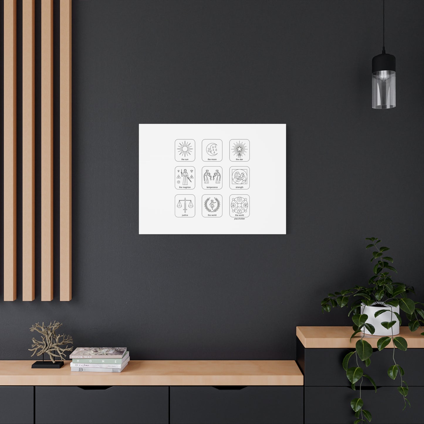 Minimal Tarot Icon Grid Canvas | Monochrome Icon Set, System Design