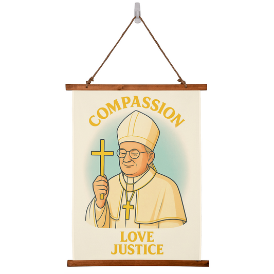 Pope Leo XIV Wood Framed Wall Tapestry